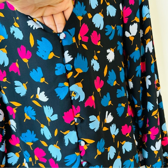 J CREW Women’s Ruffle Multi Colored Floral Print Size L - Picture 7 of 13